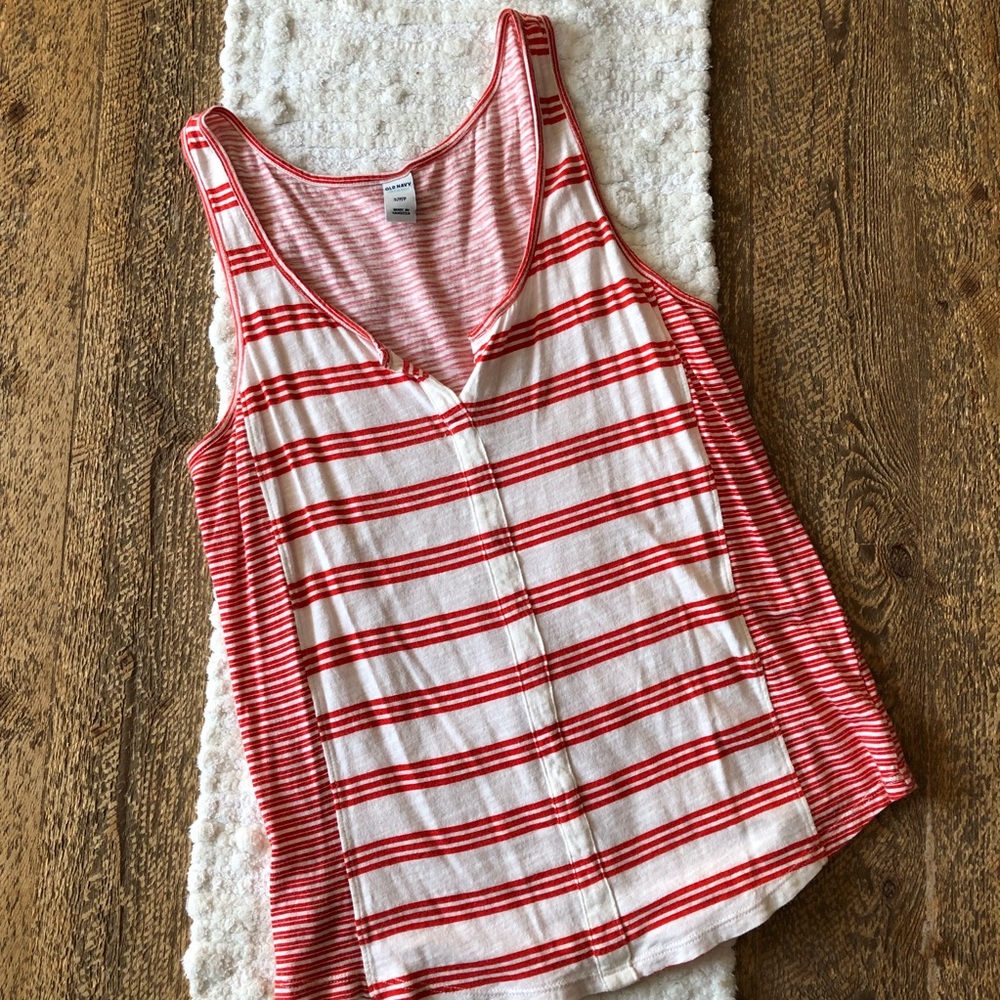Adorable nautical red + White tank top